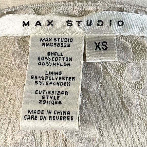 MAX STUDIO ~ Delicate Grey Dress with Sheer Leaf Woven Overlay ~ Size XS - Picture 6 of 6